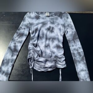 Gray and White Ruched long sleeve from PINK